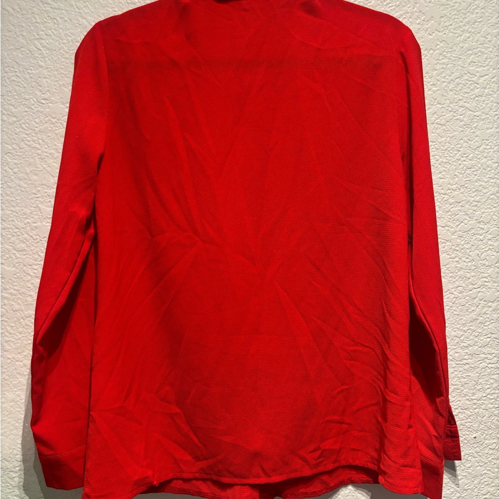 Elegant Red Ruffle Blouse - Picture 2 of 4